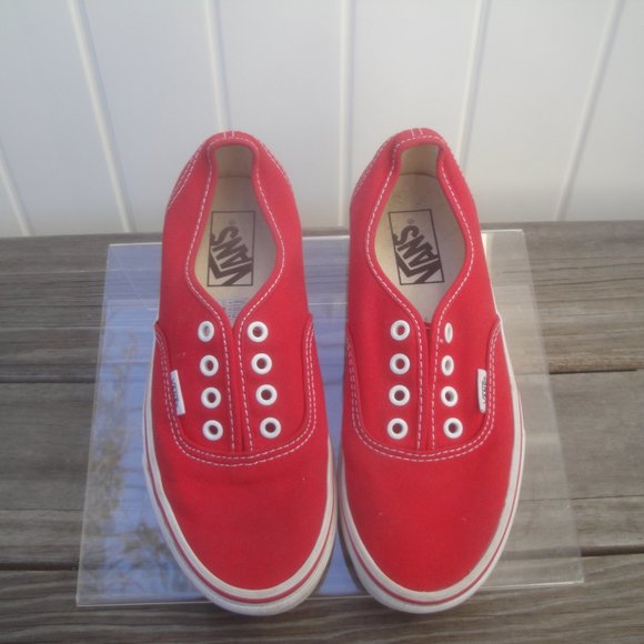 Van's Shoes - Vans Skater Tennis Shoes Round Toe Red with White Ladies 7.0 and Mens 5.5 #0473